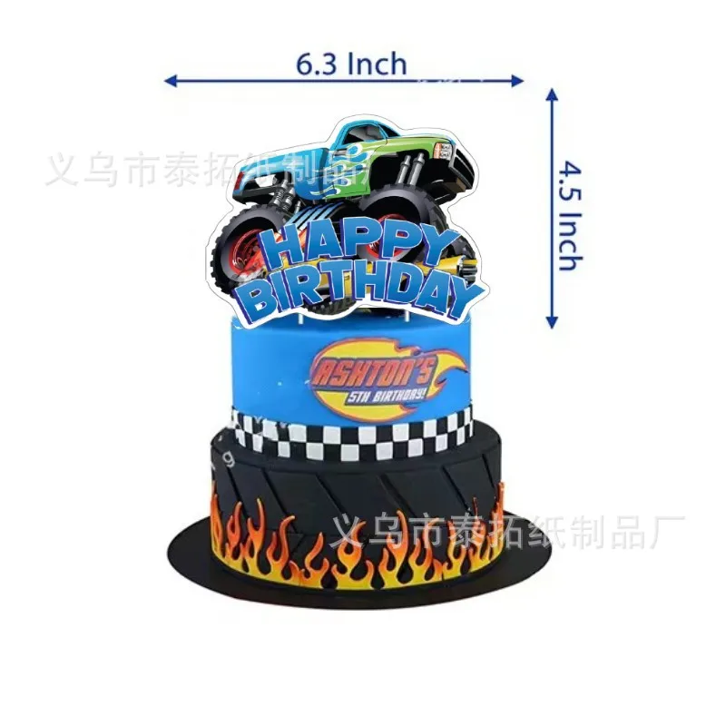 Monster Truck Cupcake Toppers Boys Truck Theme Birthday Party Decorations Supplies Racing Car Kids Baby Shower Truck Cake Topper