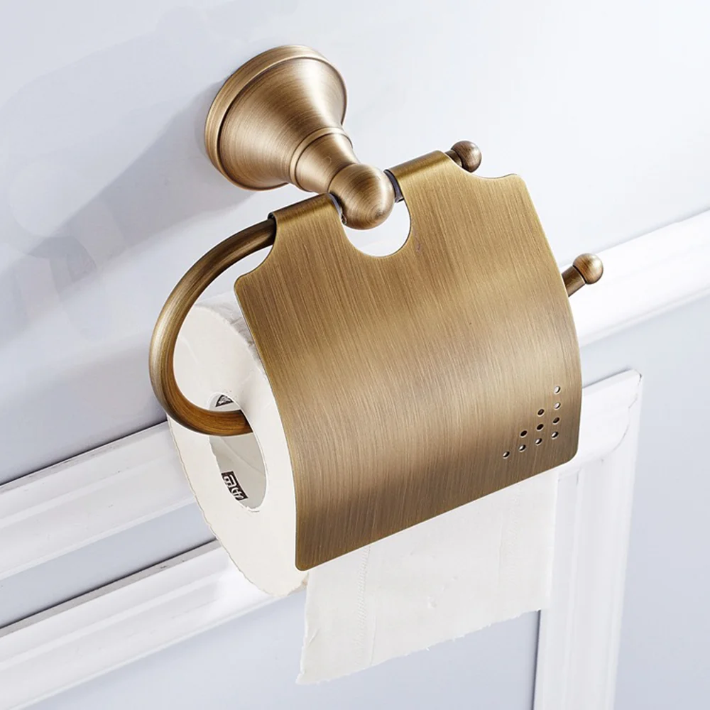 Antique color round chassis single pole bathroom hardware pendant toilet paper holder towel ring hanging clothes hook set
