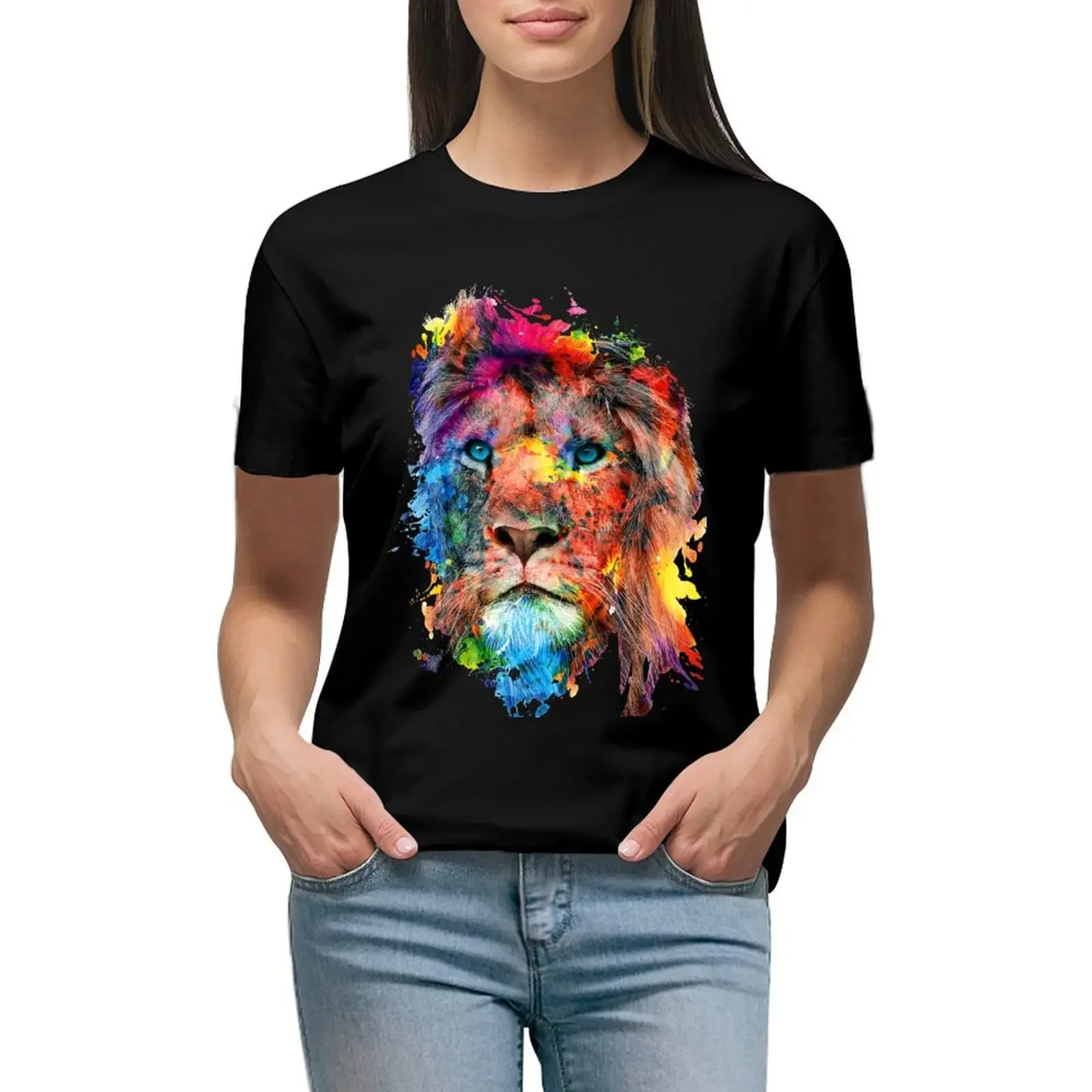 Lion T-Shirt Aesthetic clothing funnys plain blacks T-shirts for Women