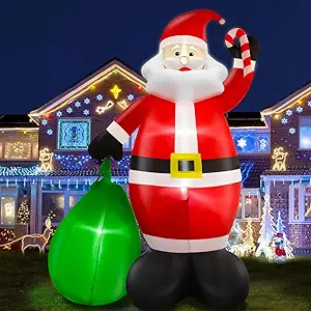 Christmas Decorations  Inflatable  14 Feet Giant Outdoor Santa Claus with Gift Bag LED Lighted Blow Up Yard Christmas Inflatable