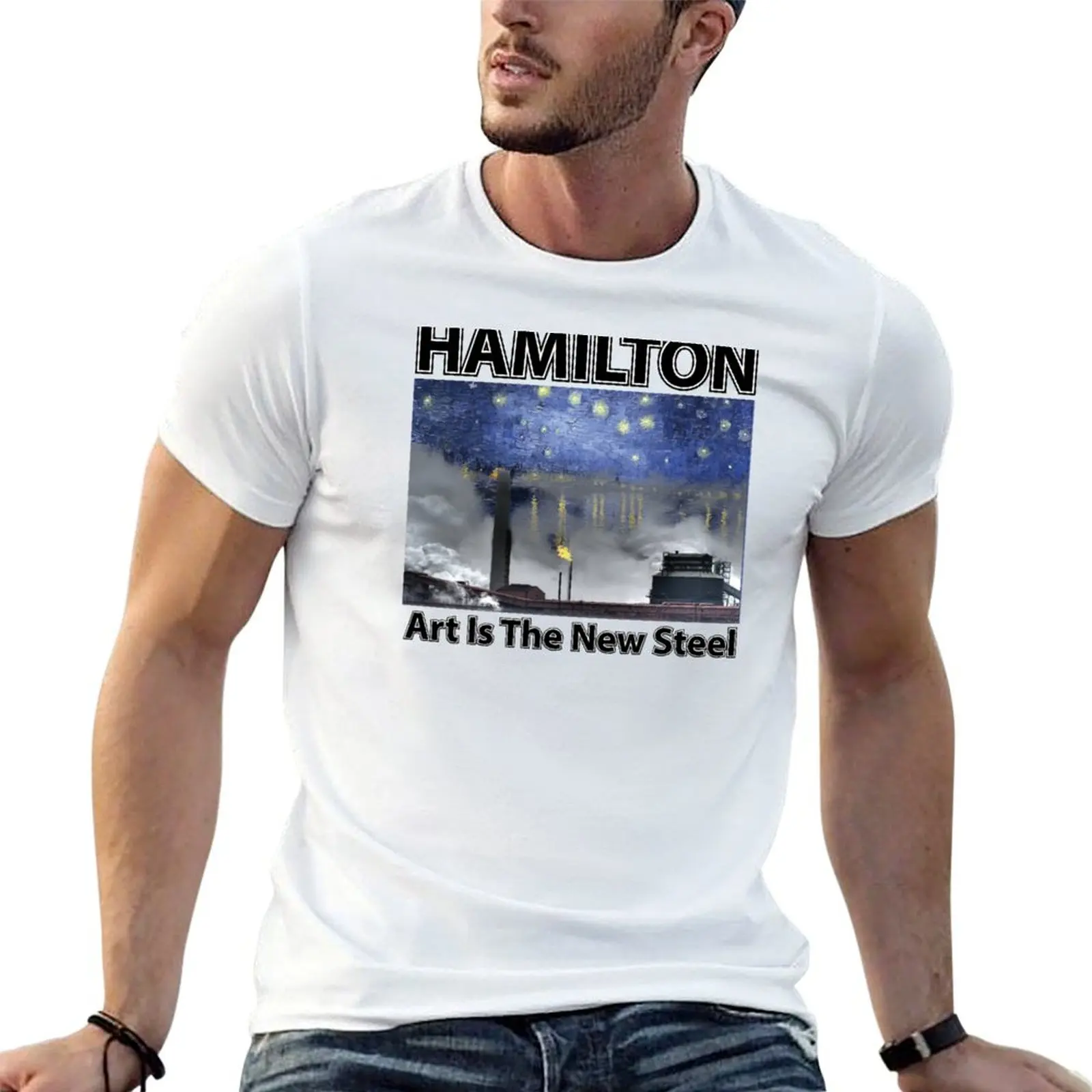 Hamilton - Art is the New Steel T-Shirt Basic Solid Color Short Sleeve Cotton Top