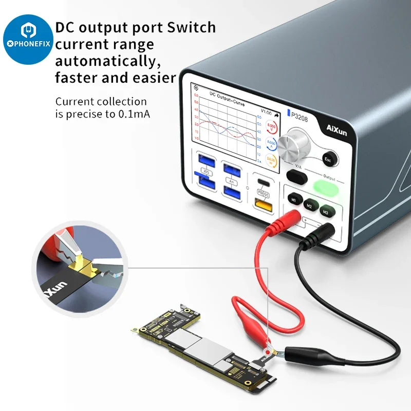 AiXun P3208 320W Intelligent Regulated Power Supply For iPhone 6-15PM Short Circuit Detection Motherboard Battery Fast Charger