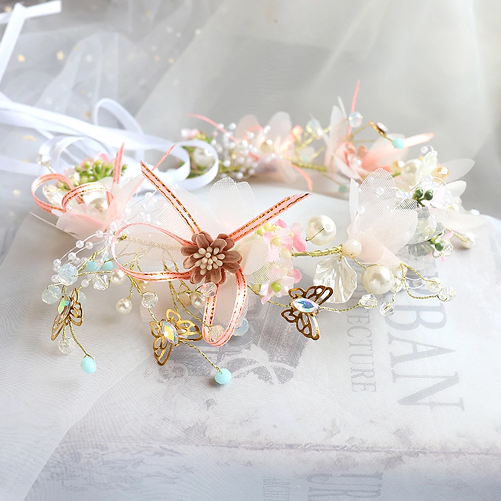 

Cloth Flower Headb Beads Wedding Hair Accessories Elegant Bridal Headdress Durability Comfort Lightweight
