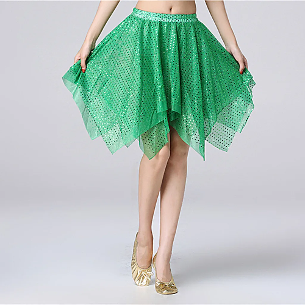 Table Skirt Clips Costume Women Belly Performance Irregul Latin Skirt Clothing Dance Sequins Silk Skirt Skirts For Women Trendy