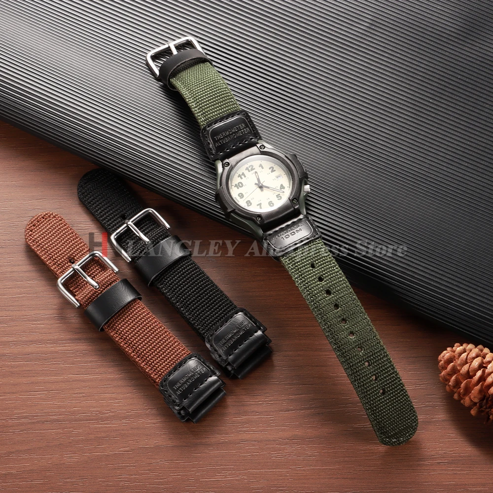 19 ミリメートルカシオ FT-500WC-3B/5B 腕時計ナイロンキャンバス時計ストラップスポーツブレスレットミリタリーアウトドアファッショングリーンブラックブラウンリストベルト