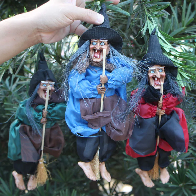 

1PC Halloween Ghost Festival Witch Figurine Hanging Doll DIY Decor Pendant Party Haunted House Props Ornament Garden Bar Decor