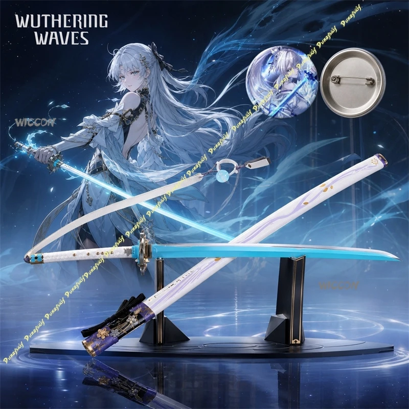 

Wuthering Waves Hiyuki Cosplay Katana Prop Set 115cm Anime Sword With Character Round Pin Badge Accessory For Halloween Cosplay