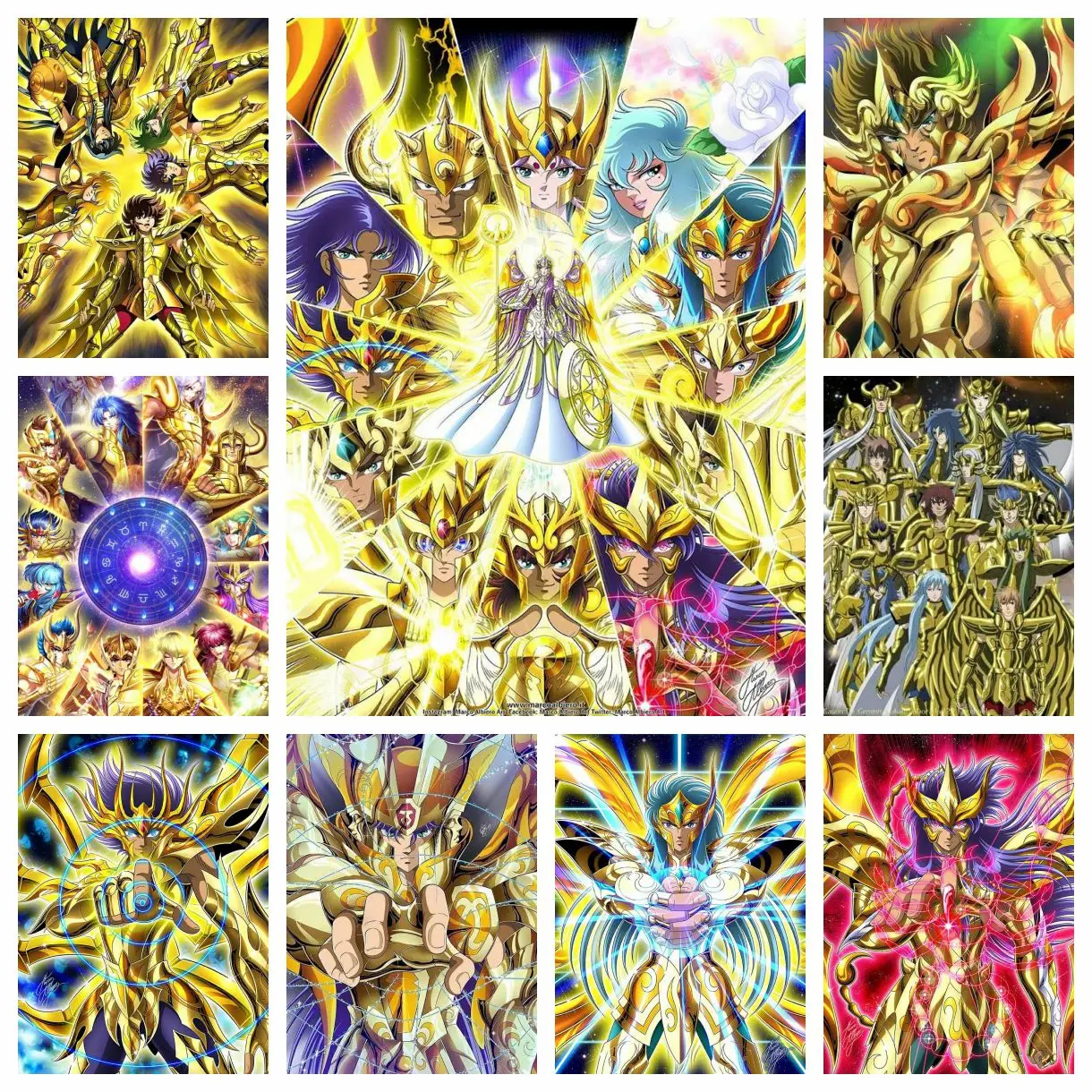 Gold Saint Seiya Diamond Painting Kit Japanese Anime 5D DIY 