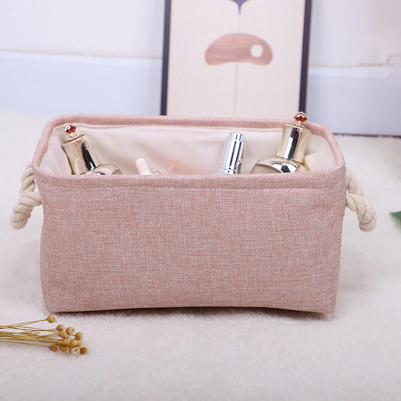 Cotton Linen Folding Storage Baskets Kids Toys Organizer Clothes and Sundries Storage Box Cabinet Storage Bag Laundry Basket