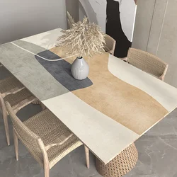 Waterproof Tablecloth for Dining Table Decoration Accessories Oil-proof Kitchen Restaurant Desk Mat Beige PvcTable Cloth No-wash