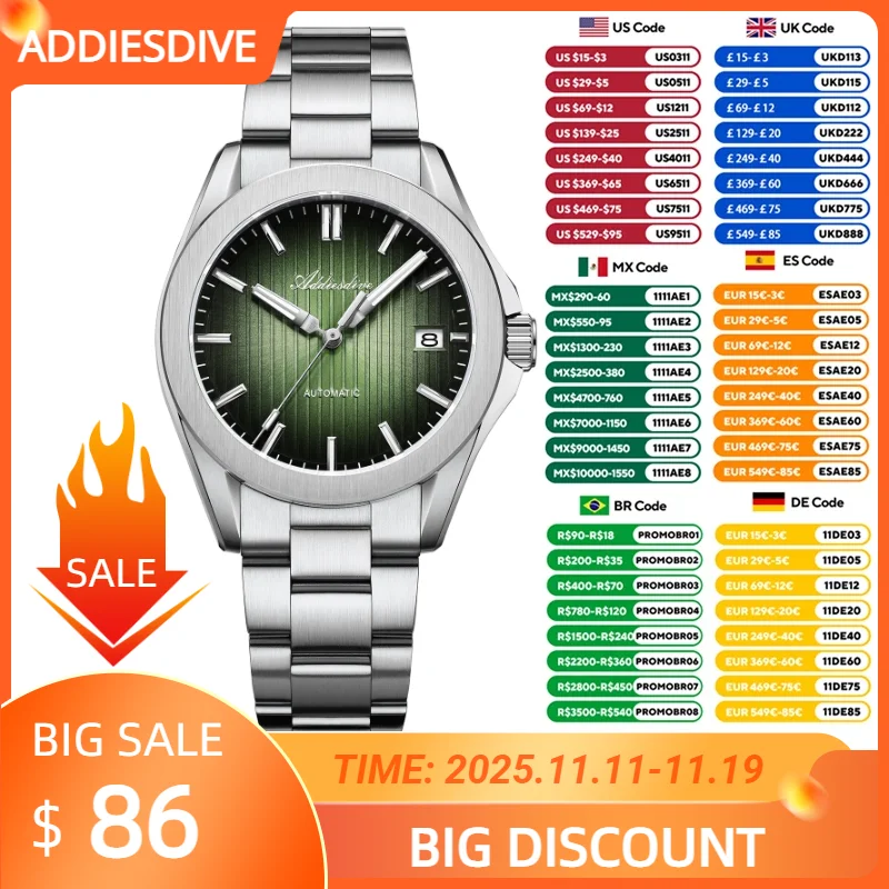 

ADDIESDIVE New 41mm Automatic Mechanical Watch BGW9 Luminous 20Bar Waterproof Sapphire Japan 8215 Sunburst Diving Men's Watches