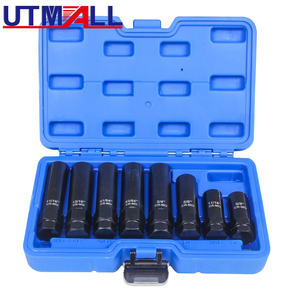 

8Pcs Spline Lug Nut Socket Set, SAE & Metric Wheel Lock Removal Kit for Removing Spline and Hex Style Aftermarket Lug Nuts