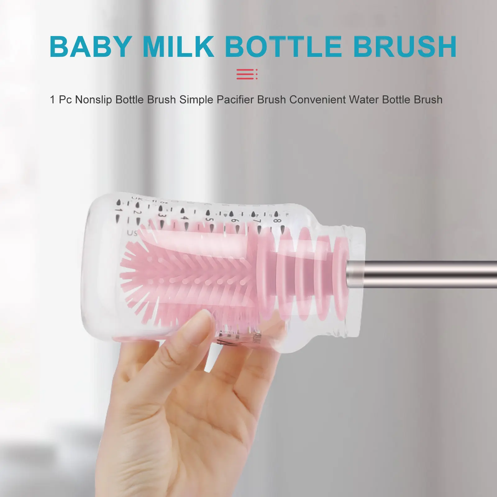 

1Pcs Nonslip Rotating Baby Bottle Brush Eco-Friendly Milk Bottle Cleaner Pacifier Brush Multipurpose Hanging Drying Tool