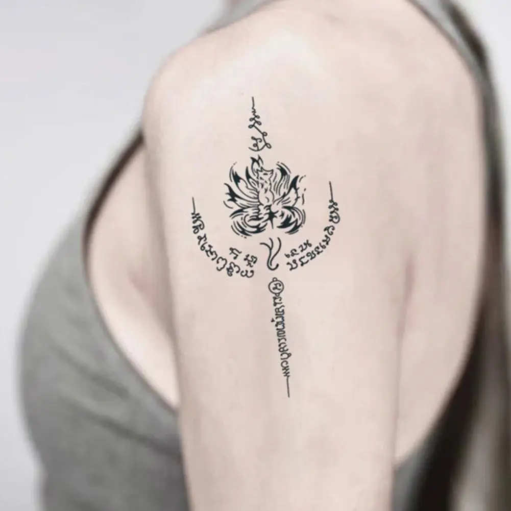 ملصق وشم مؤقت عشبي تايلاندي، فن الجسم بأكمام ذراع الكتاب البوذي الواقعي، وشم مزيف مقاوم للماء يدوم طويلاً #3