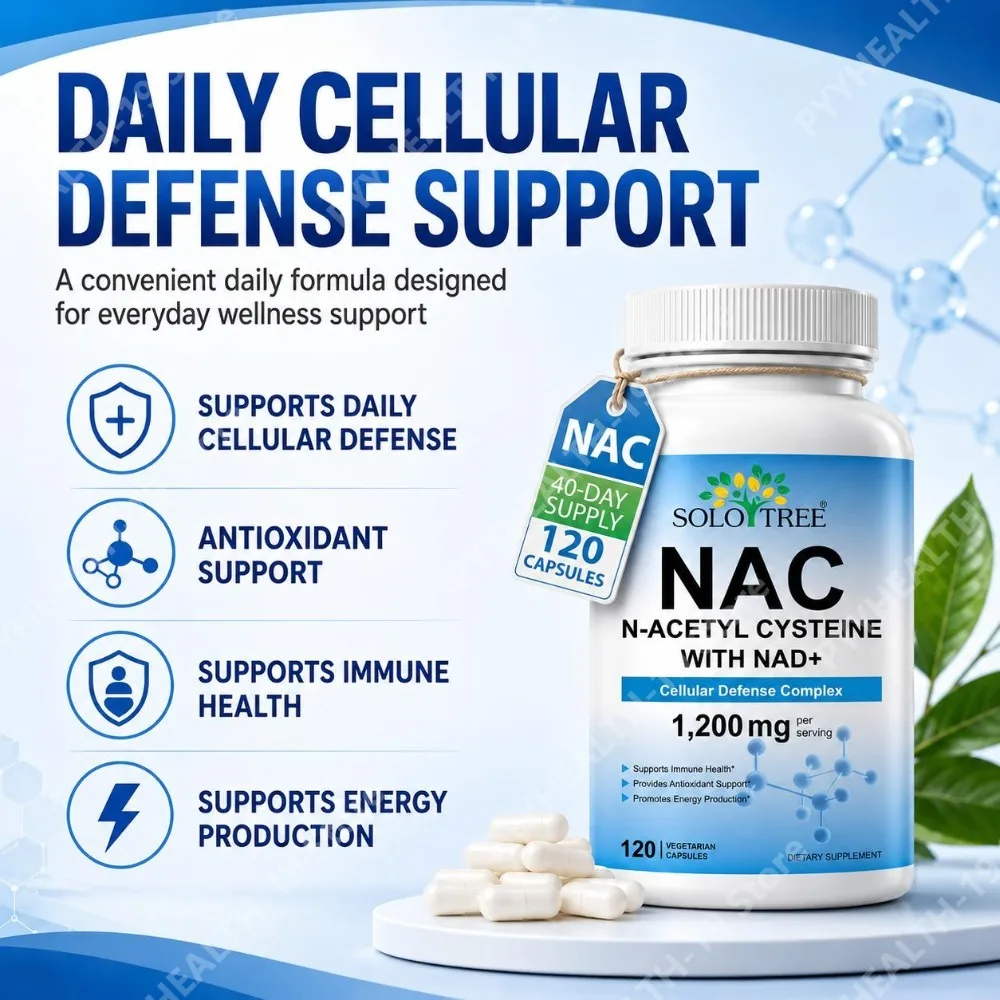 NAC 1200mg with NAD+, Cellular Defense Complex, 120 Capsules, Supports Immune Health, Antioxidant Support & Energy Production