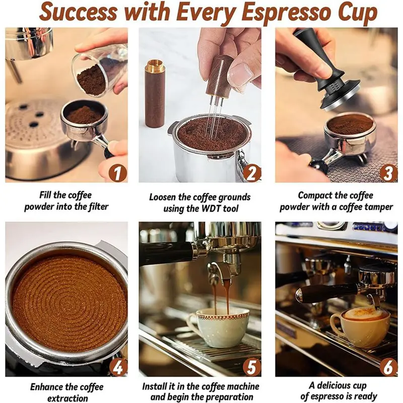 ABRU-5X Coffee Espresso Tamper 51Mm With WDT Tool Calibrated Spring Loaded, With Silicone Mat, For Espresso Coffee Machine