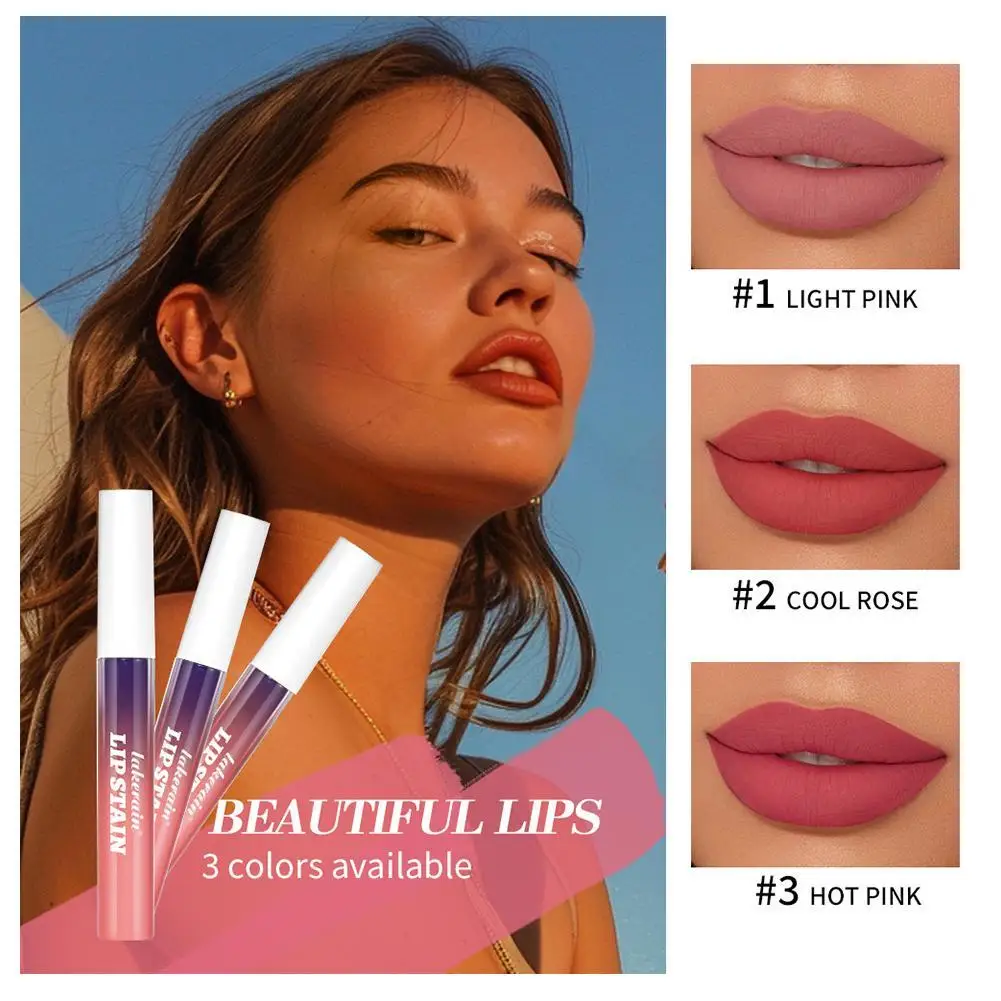 3 สี Lip Stain Peel Off Outline Contour Tattoo Lip Liner Matte Nude สีชมพูกันน้ําฉีกขาด Natural Lip Tint แต่งหน้า