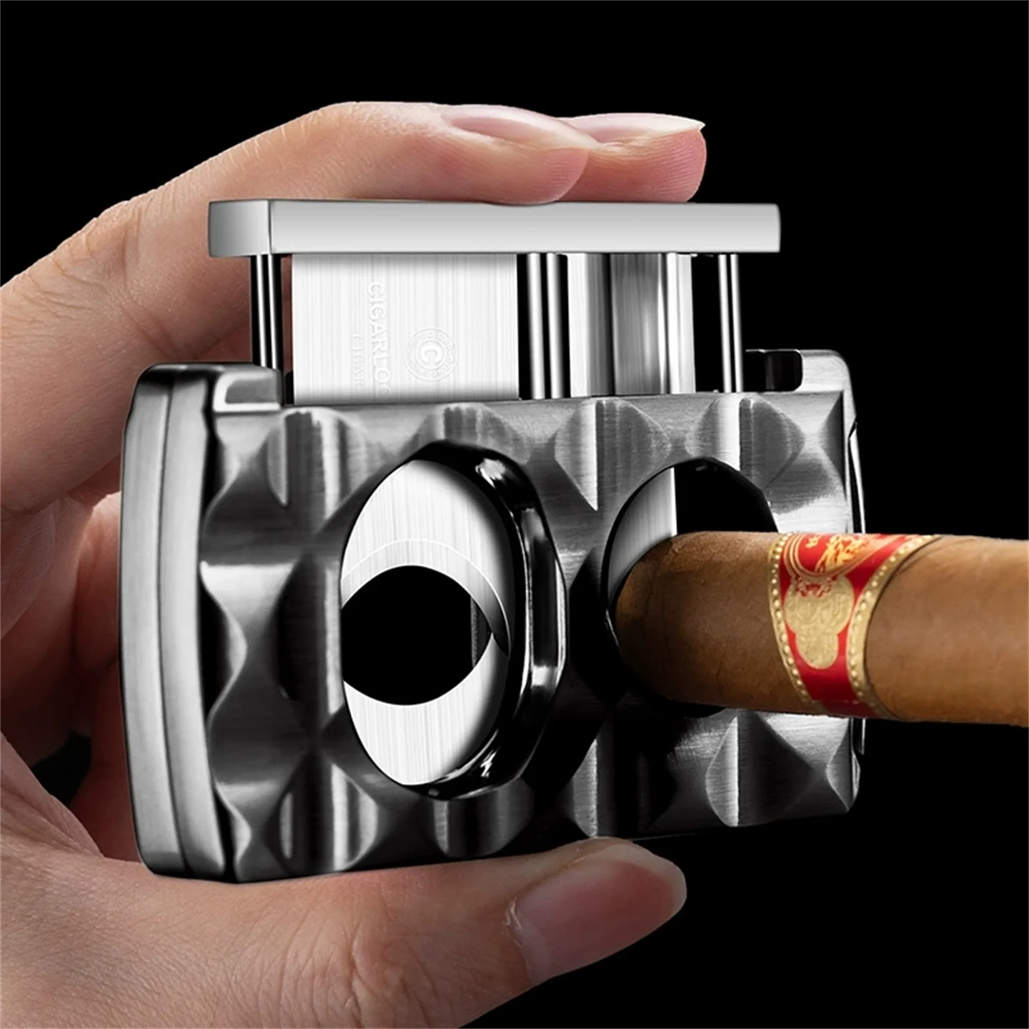 multifunctional-sharp-stainless-steel-cigar-cutter-v-cut-straight-cut-–-includes-cigar-punch-and-cigar-rest