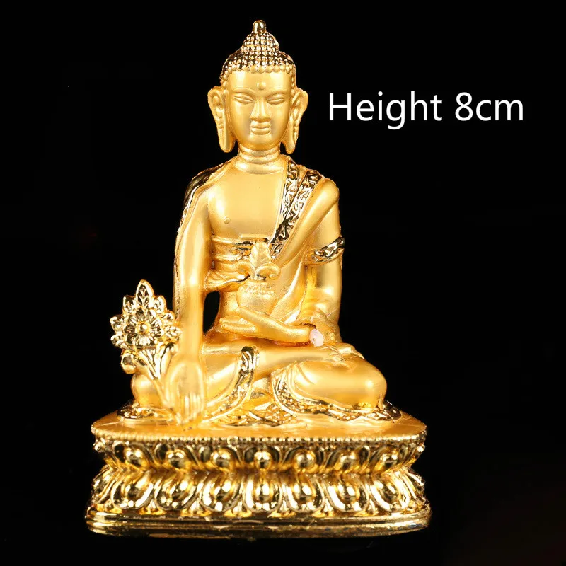 

Buddhist Articles Alloy Little Buddha Statue Pharmacist Buddha Gold Buddha Statue 8 Cm Tall Home Decoration Accessories