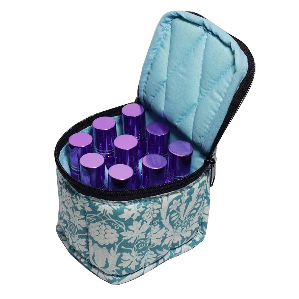 9 Bottles Essential Oil Carrying Case Shockproof Essential Oils Organizer Travel Bag Suitable (Blue)