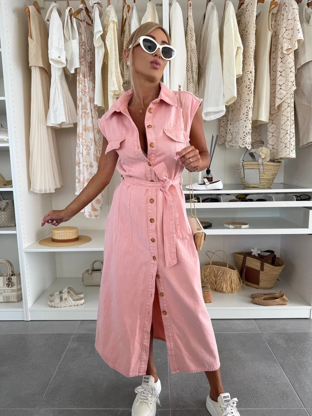 

2025 New Lapel Singe Breasted Long Dress With Belt Fashion Pocket Women Dress Solid Color Casual Streetwear Female Clothing
