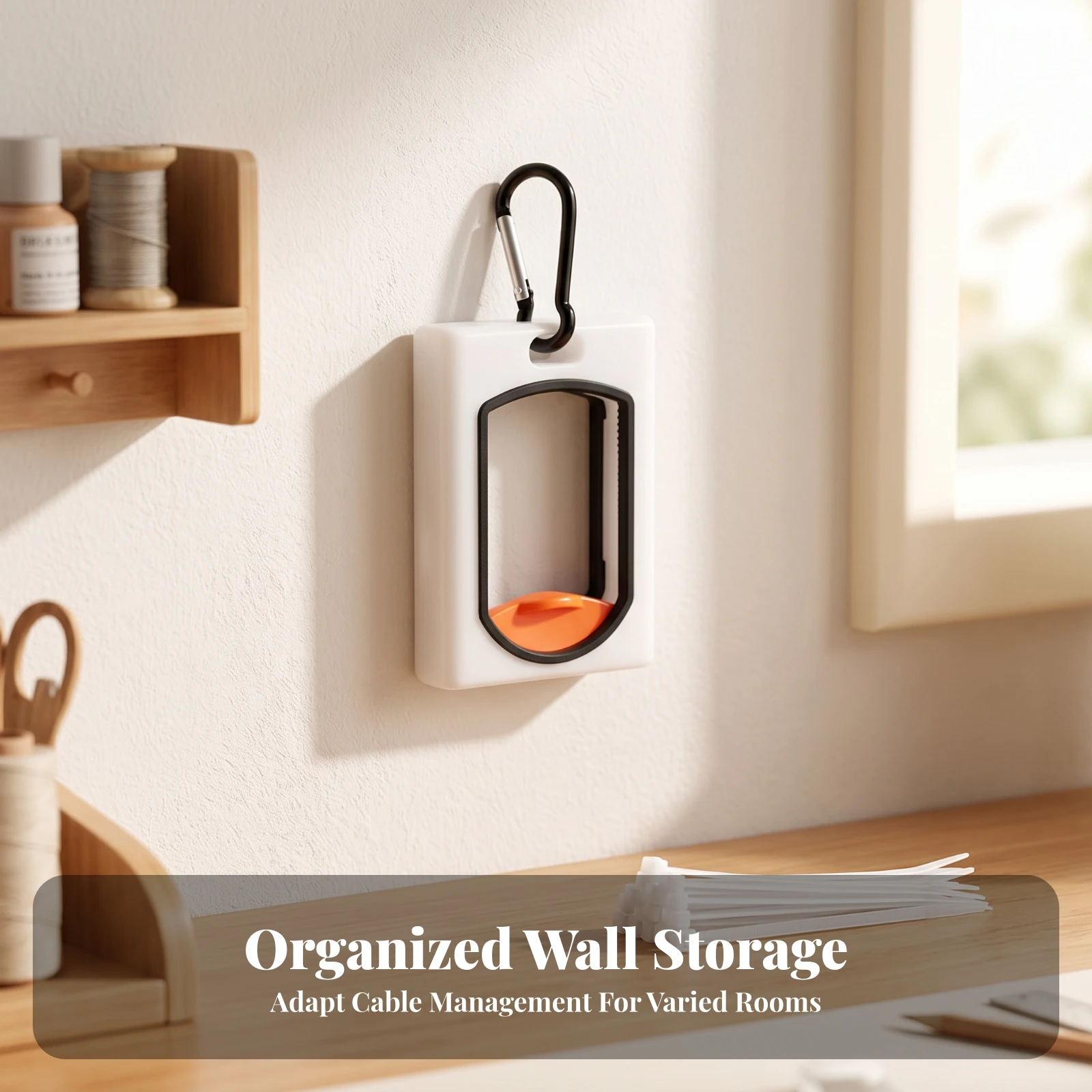 Zip Tie Holder with Carabiner Clip Handheld Zip Tie Organizer with Carabiner Secure Long-Lasting for Electricians