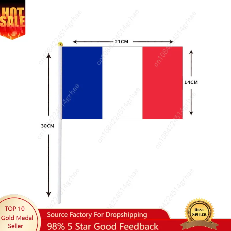 

France Hand Waving Flag France Flag Small Mini Hand Held Flags 10 Pcs 14x21cm World Cup Sporting Event Support Handheld Flag