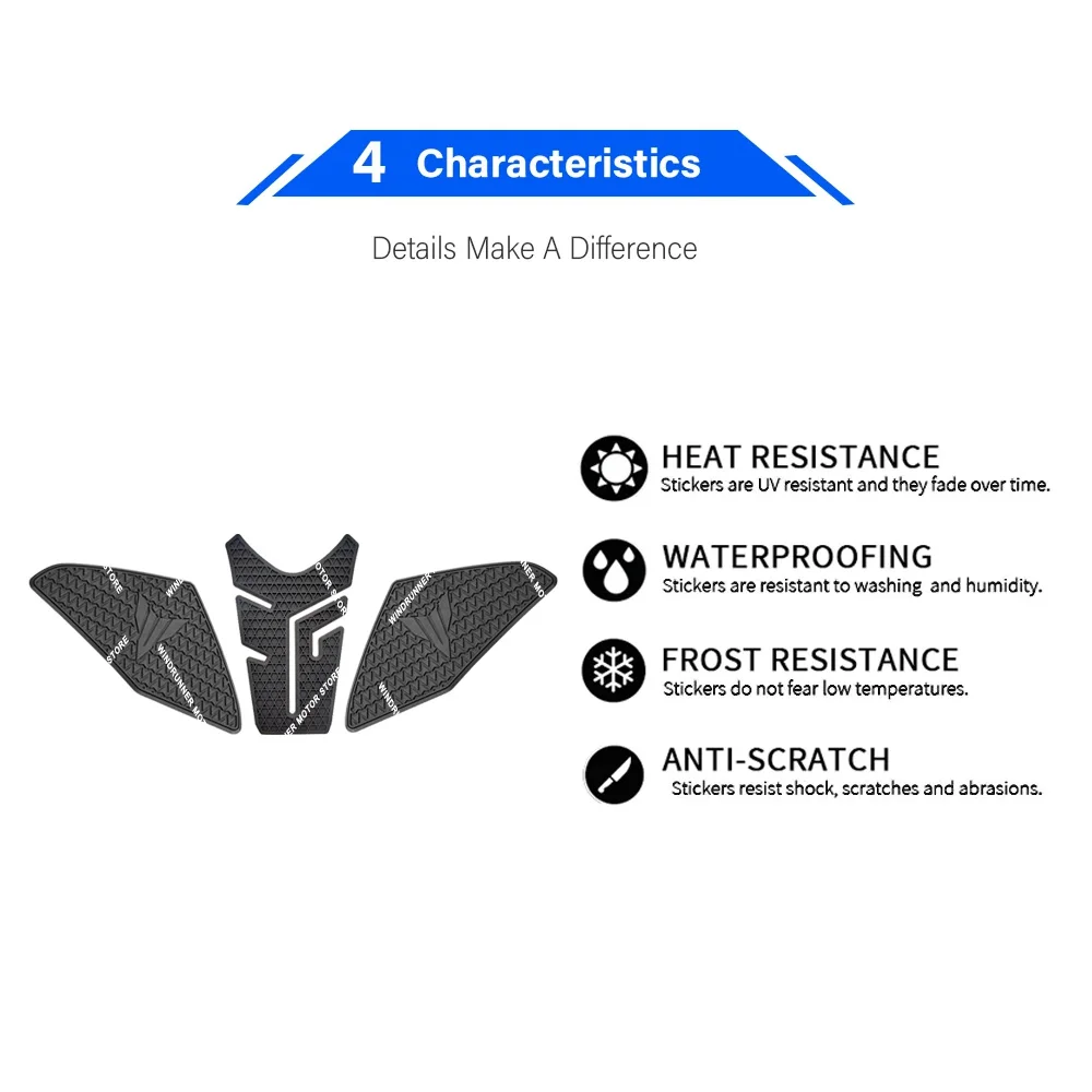 야마하 MT-09 MT09 SP 2024 용 고무 스티커, 오토바이 사이드 탱크 패드, 스크래치 방지 스티커