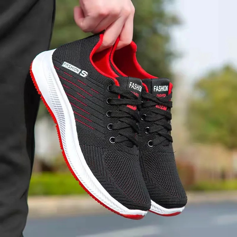 Summer new men's flying woven casual shoes comfortable breathable men's sports mesh shoes trend men's running shoes