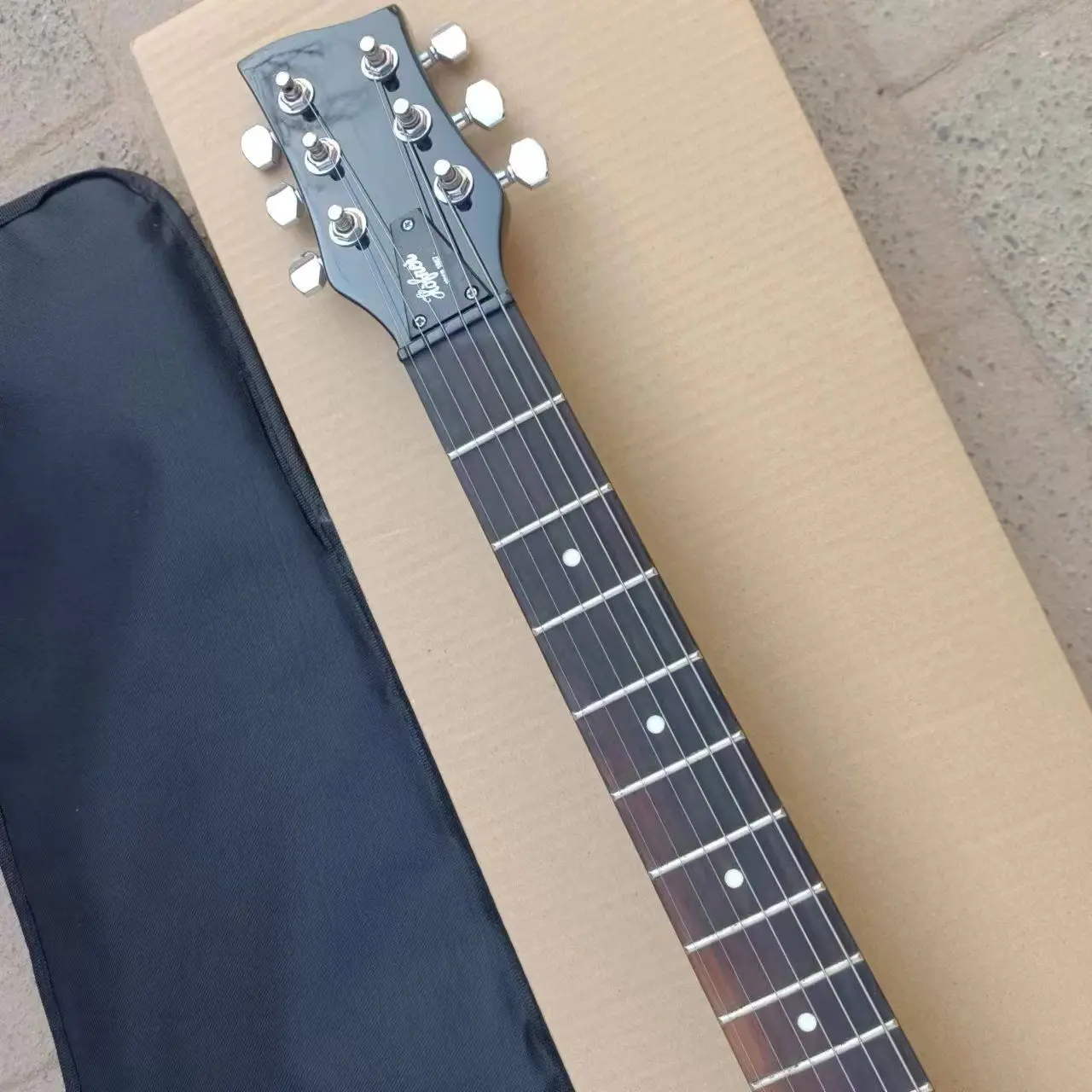 Black Mini Electric Guitar with Bag, High Quality, 6 Strings, Left Hand, Solid Basswood Body, Easy Taking, Travel, 34 in