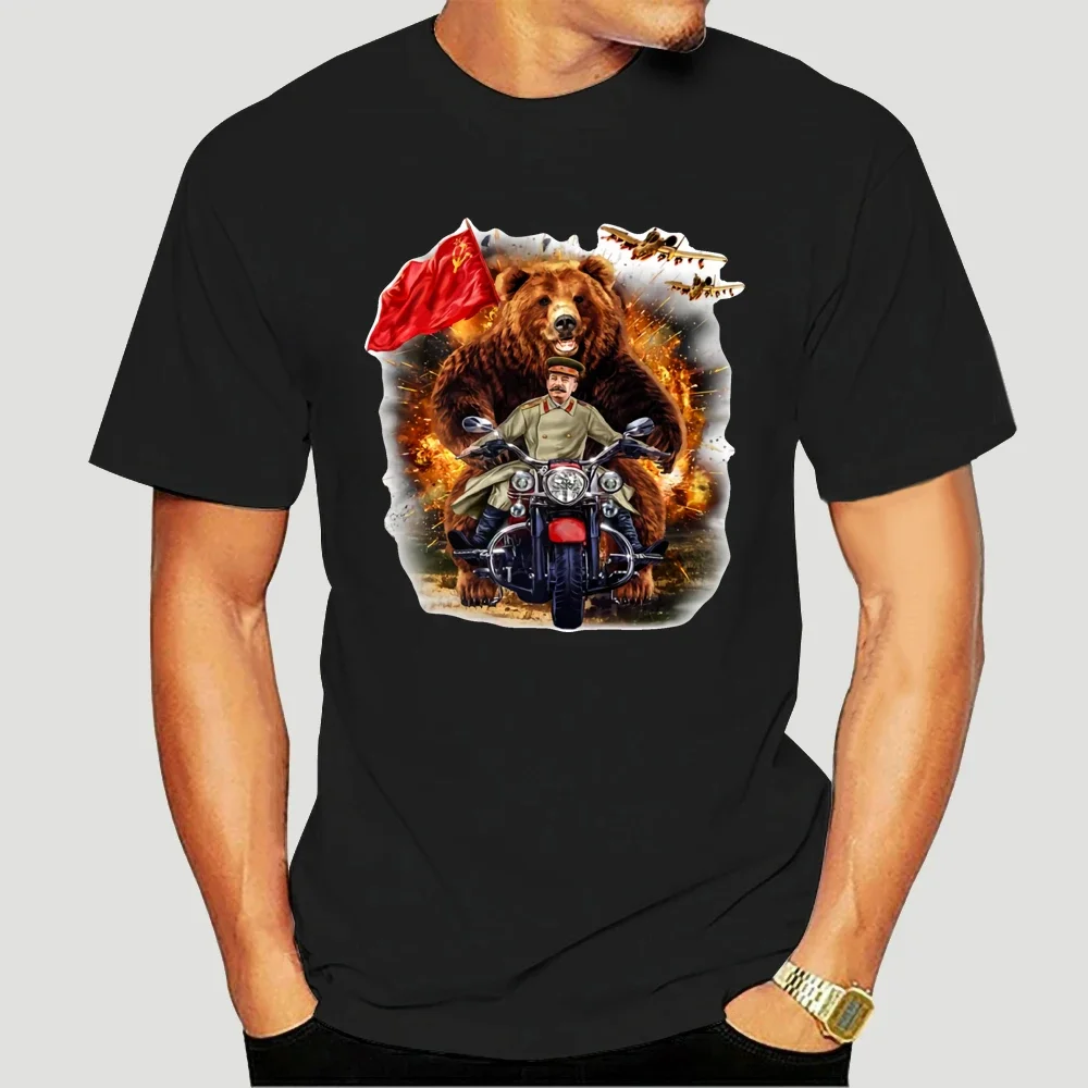 harajuku fashion graphic Grizzly Bear and Soviet Stalin In Epic Battle 2019 Summer Men'S Men High Quality Tees Nerd T  3678X