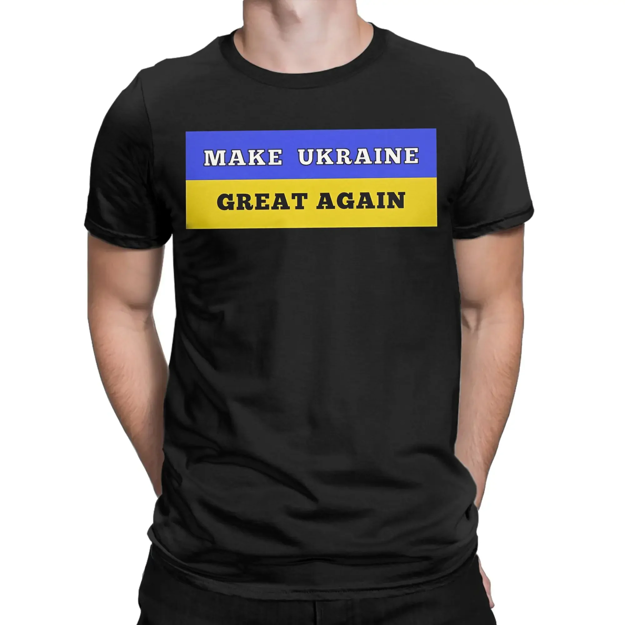 Men Make Ukraine Great Again T Shirts  Pure Cotton Tops Funny Short Sleeve Round Collar Tee Shirt Classic T-Shirt