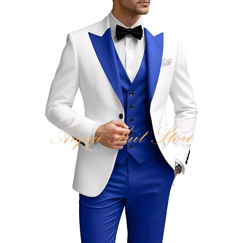 

Men's Suits Slim Fit 3 Piece Wedding Suit for Men Elegant Formal Prom Tuxedo Grooms Homecoming Blazer Vest Pants Men Suits