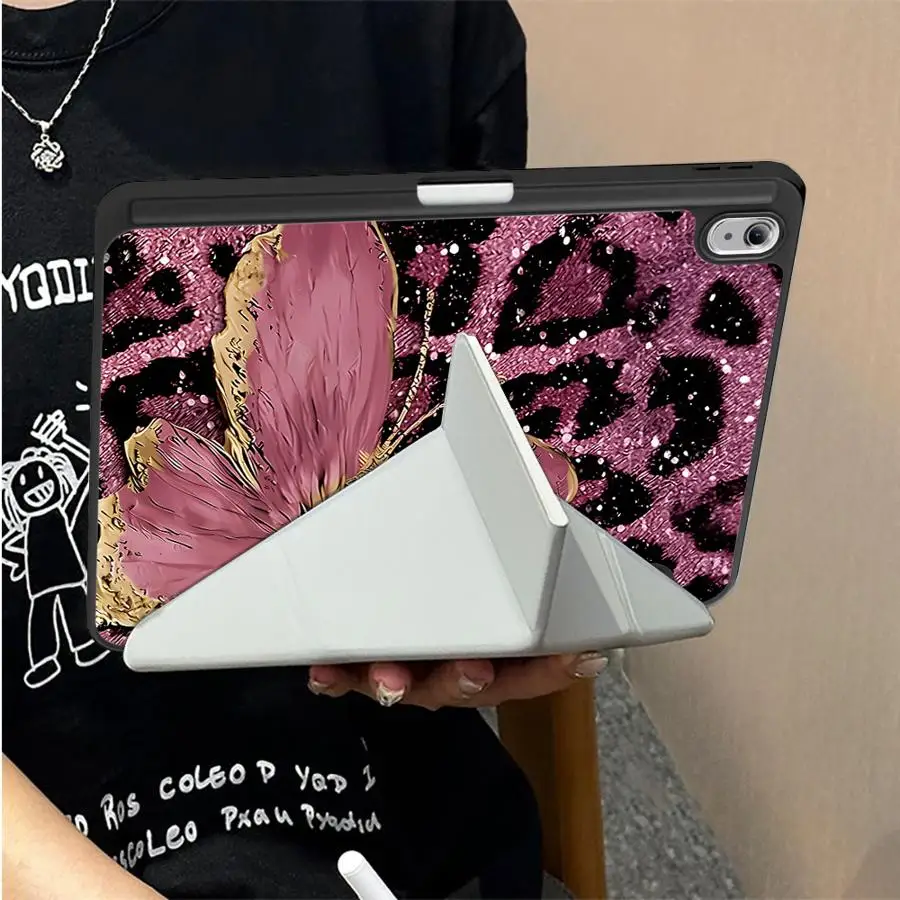Glitter Butterfly Leopard With Pen Slot Cover Tablet Case For Samsung For Galaxy Tab S10+ S10 S9+ A8 2022 S9 FE A11 Plus S7 FE