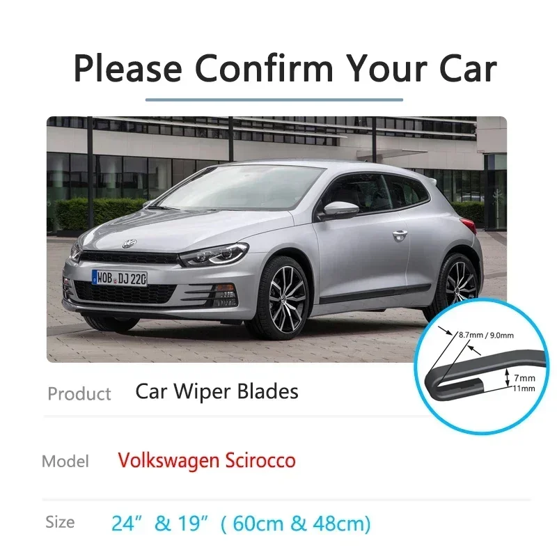 

For Volkswagen VW Scirocco R GTS 2008~2017 Windshield Windscreen Brushes Accessories 2016 2015 2014 2013 Car Front Wiper Blades