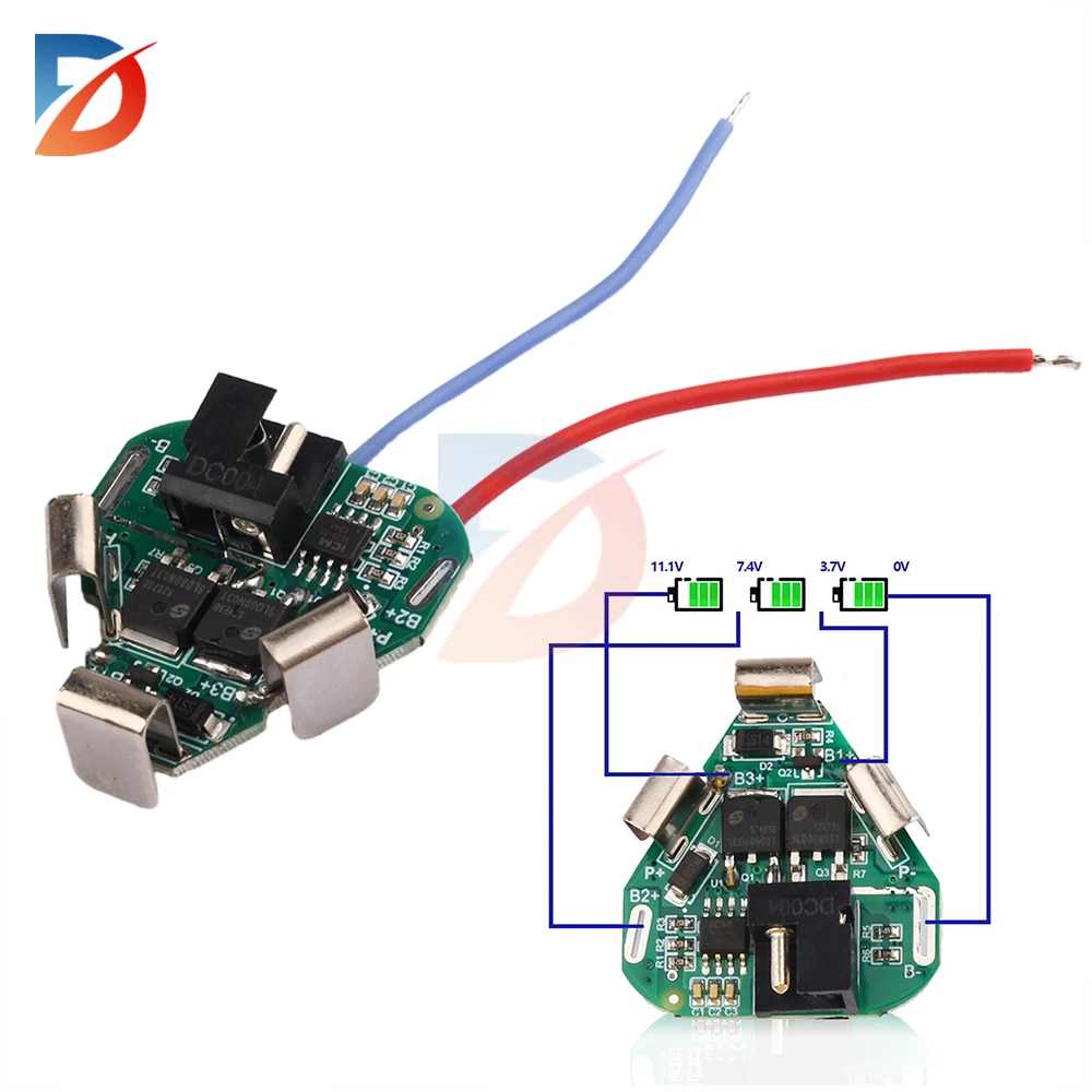 Lithium Battery Protection Board, Power Bank Balancer, Equalizer Board para furadeira elétrica, 18650, 3S, 12.6V, BMS