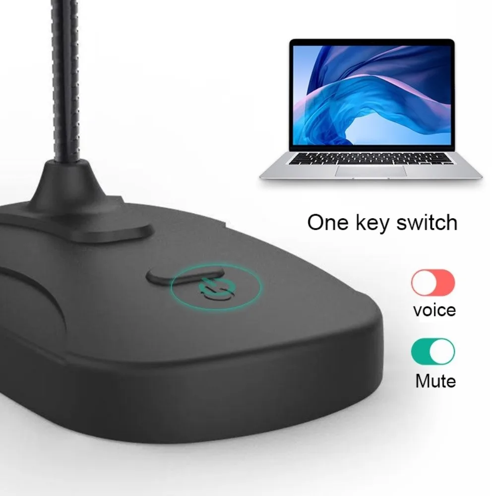 خرطوم قابل للتعديل USB ميكروفون سطح المكتب مرحبا فاي عالية الدقة تصميم معقوفة جهاز كمبيوتر شخصي هيئة التصنيع العسكري إلغاء الضوضاء اتصال سلكي