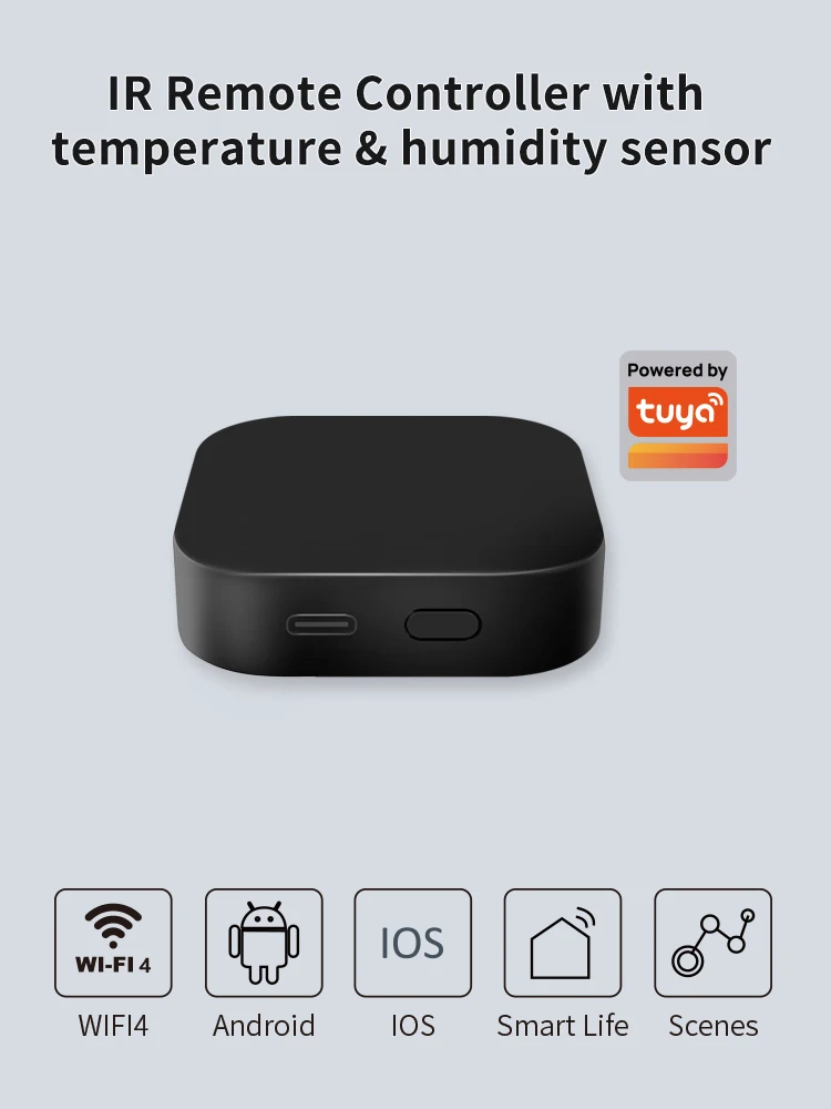 Inteligentny pilot zdalnego sterowania Tuya Smart IR z czujnikiem temperatury i wilgotności, port WiFi Type-C, obsługa klimatyzacji i telewizora, współpracuje z — zdjęcie produktu 7