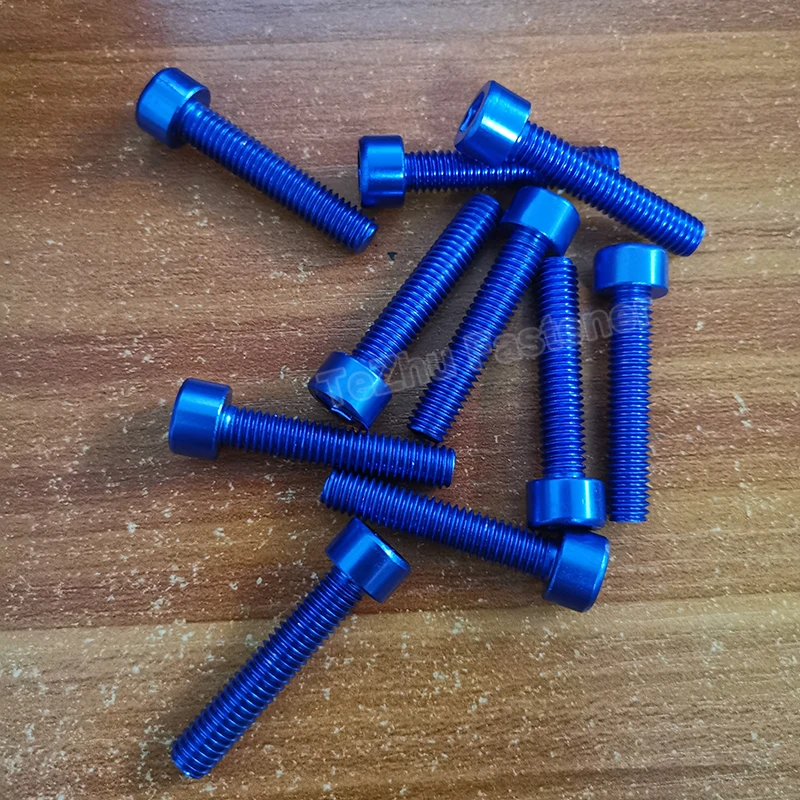 1-10pcs DIN912 M3 M4 M5 M6 Length 6mm~40mm Aluminium Hex Socket Cap Head Screws Allen Bolt Mechanical Screw Royal Blue-Anodized