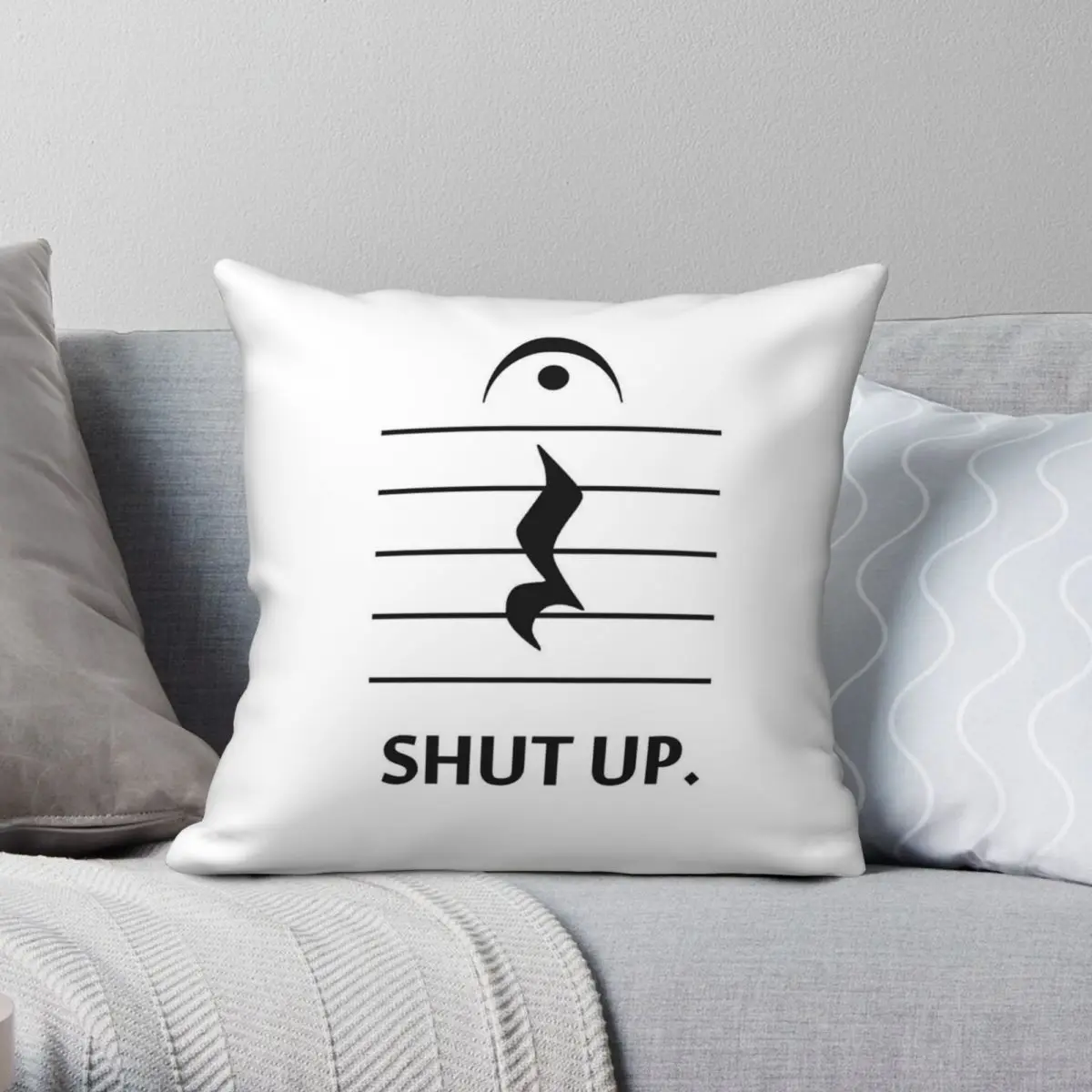 Shut Up Music Notation Pillowcase Polyester Linen Velvet Creative Zip Decorative Sofa Seater Cushion Cover