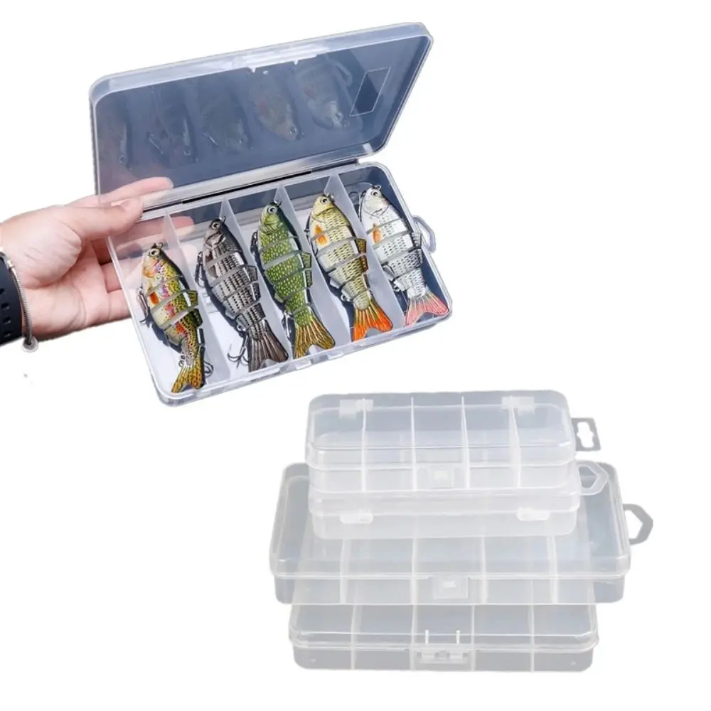 Sport Plastic Fishing Lure Tackle Box Transparent 5 Compartment Lure Storage Case Bait Hook Boxes