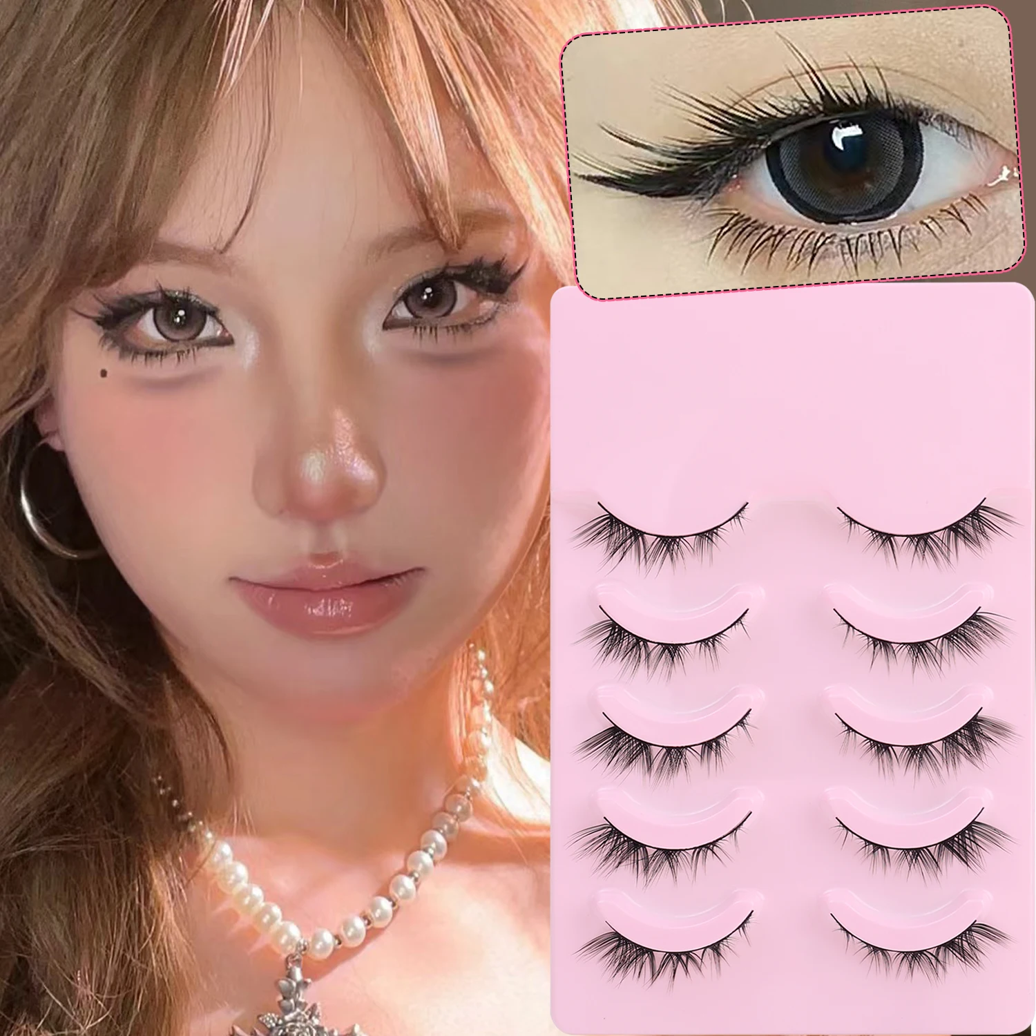 5 Pairs Cat/Fox Eye Effect Dramatic Lashes Dramatic Volume Lashes Extension Makeup 6D Fluffy Lashes Faux Mink Eyelashes