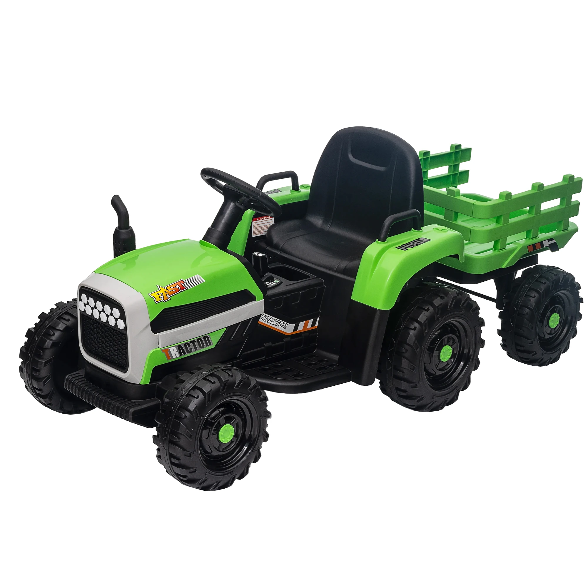 Ride on Tractor with Trailer,12V Battery Powered Electric Tractor Toy w/Remote Control,electric car for kids,Three speed adjusta