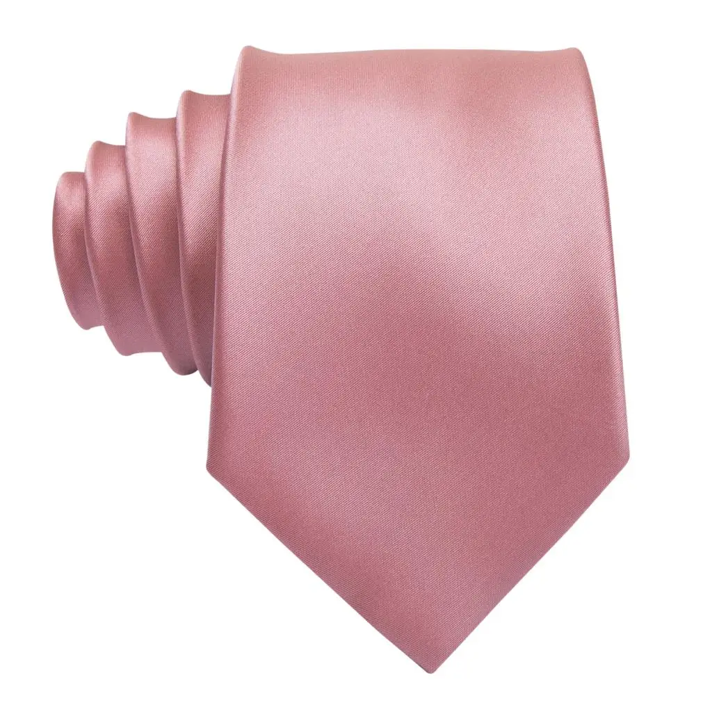 Dusty Pink Solid 2023 Dasi Pria Elegan Baru Hanky Cufflink Dasi Sutra untuk Pria Pesta Pernikahan Merek Fashion Bisnis Hi-Tie