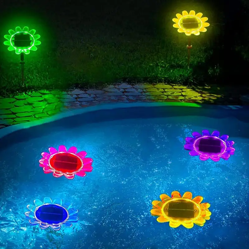 Luci per piscina ad energia solare 9 colori RGB che oscurano la luce decorativa per esterni con telecomando luci per piscina impermeabili con Timer