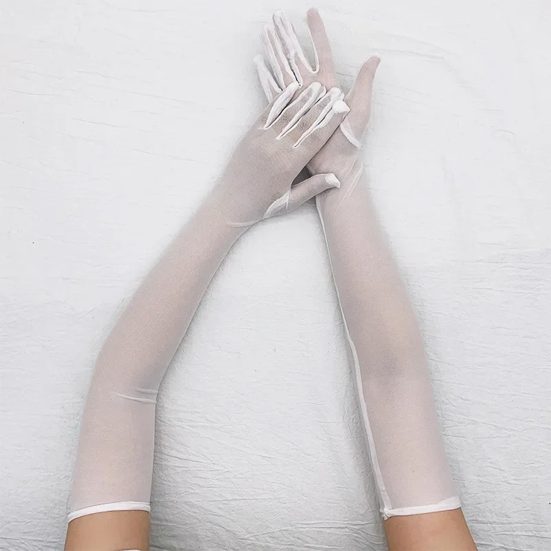 女性超薄型弾性薄手のメッシュ手袋エレガントな女性のセクシーな黒の日焼け止め手袋女性ファッショナブルな通気性メッシュ手袋