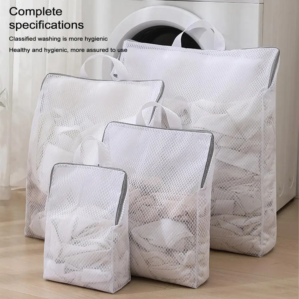 1 Set Fine Mesh Laundry Bag Zipper Reusable Large Capacity Travel Garments Socks Delicates Clothes Washing Bag Home Supplies