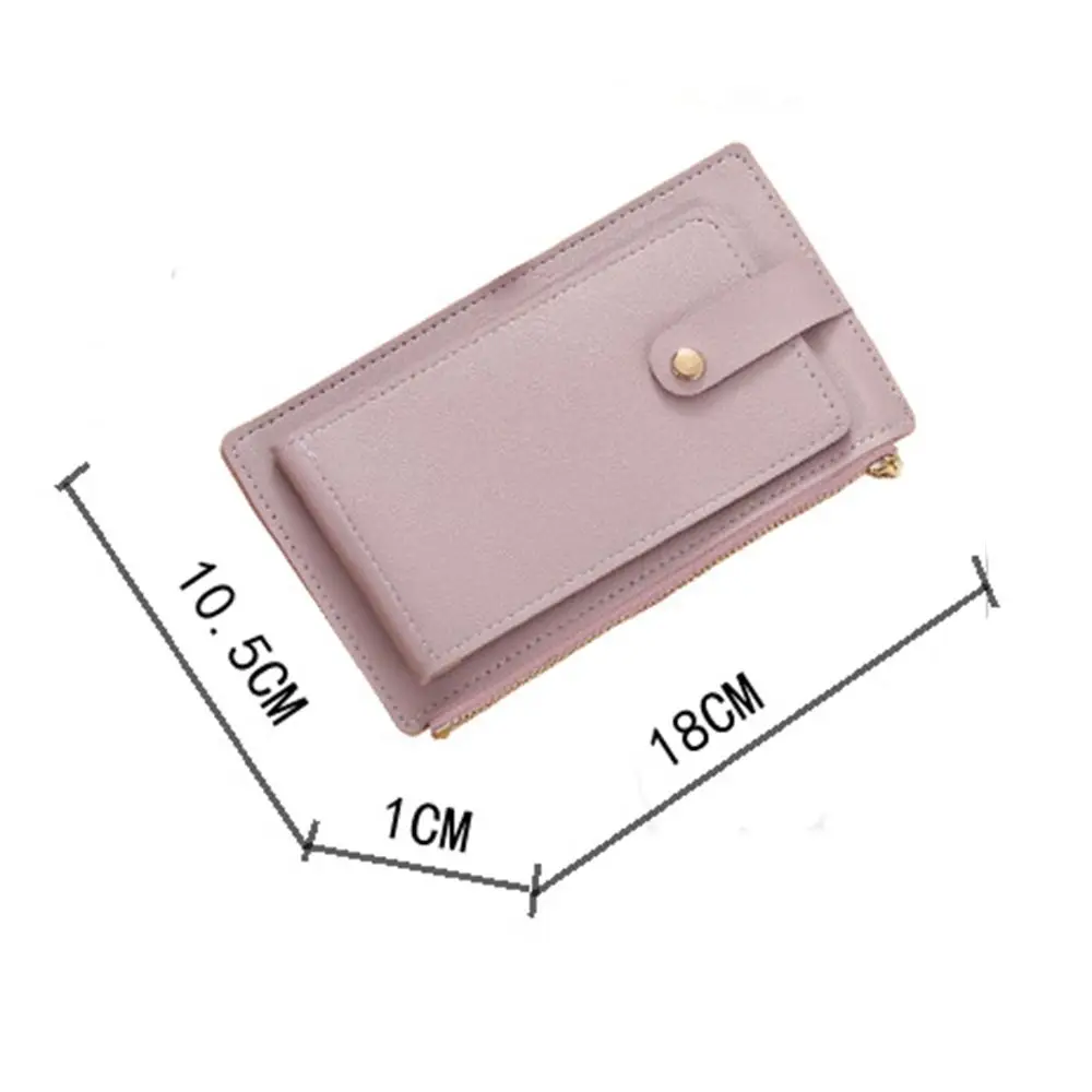 Portable Solid Color Ultra Thin PU Leather Cartoon Design Korean Style Wallets Women Wallets Short Clutch Bag Bank Card Holder