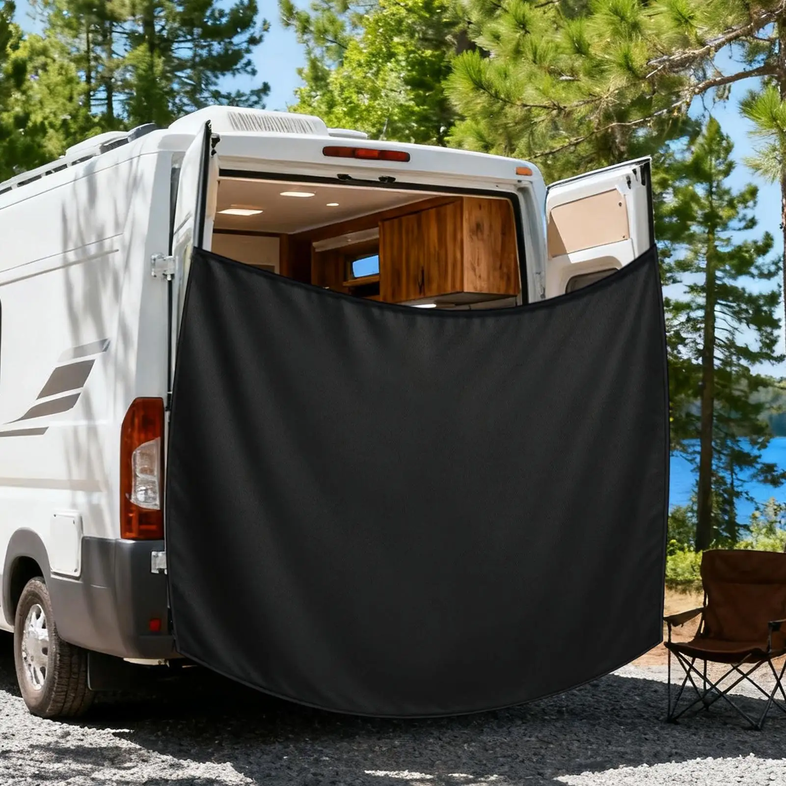 Tenda per porta posteriore per camper, magnetica, impermeabile, regolabile, per privacy, con ganci magnetici, per camion, SUV, roulotte, viaggi all'aperto