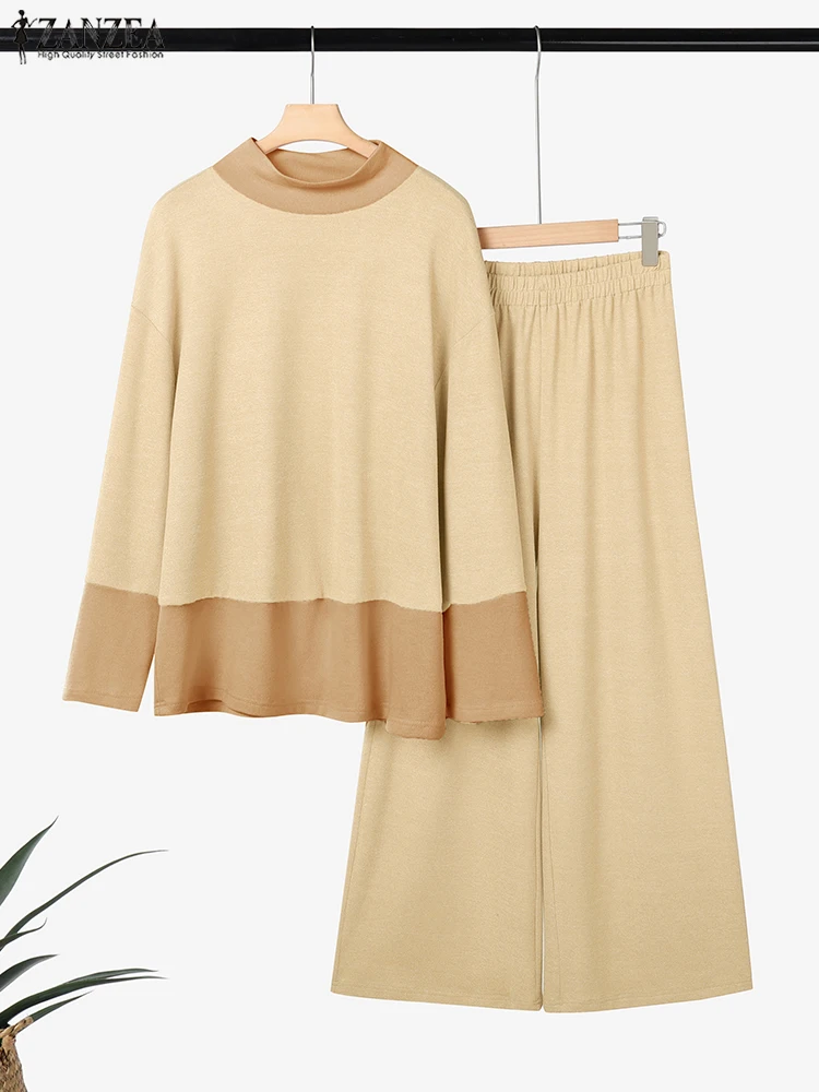 ZANZEA 2025 Elegante Büro Dame Outfits Frauen Hosen Sets Casual Lose Langarm Bluse Hosen Anzüge Solide Mode Passenden Sets